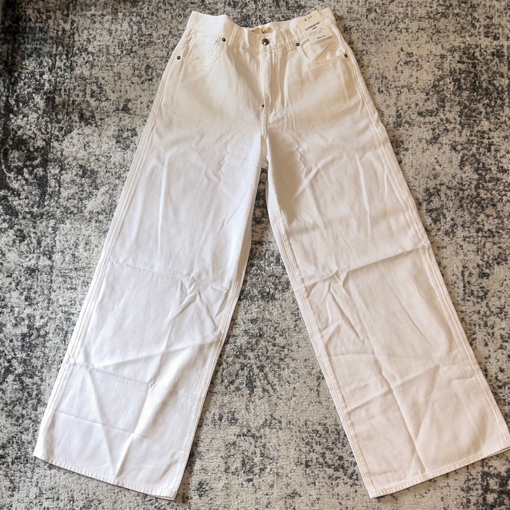 Madewell Cream Flare Wide-Leg Jeans